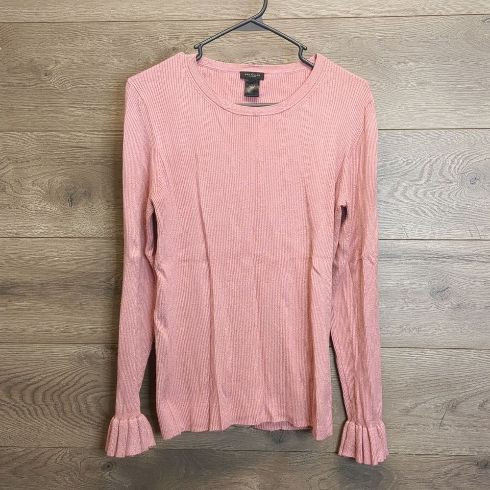 Ann Taylor Factory Ribbed Long Sleeve Blouse Women's Size Large